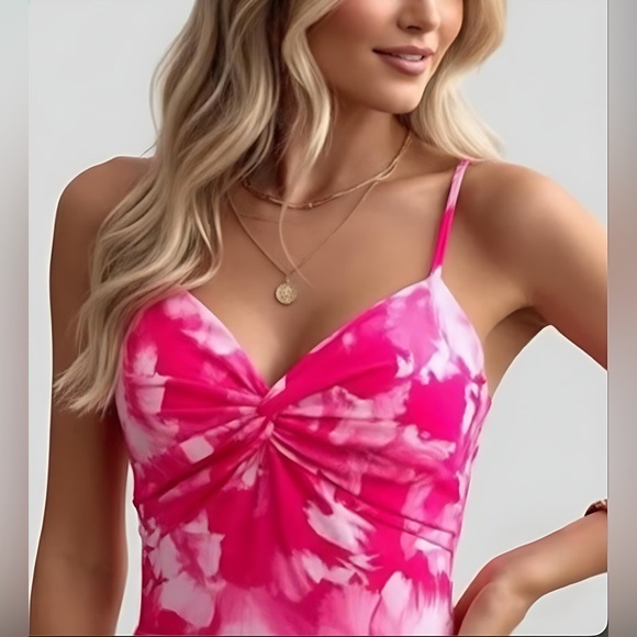 Boho Floral Shirred back Maxi Dress Pink - Picture 2 of 9